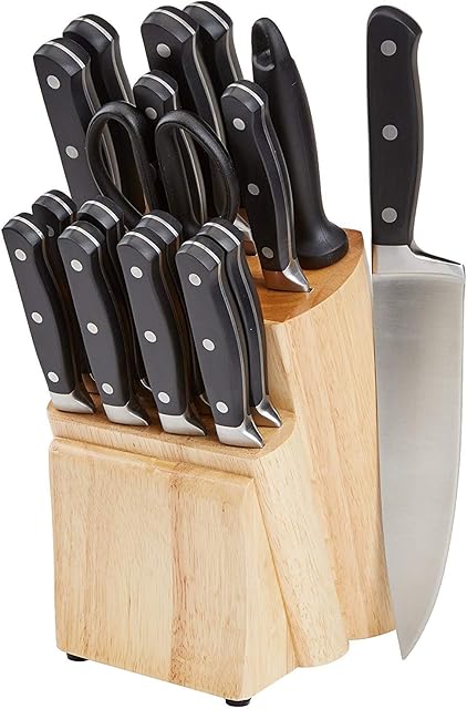 Amazon Basics Premium Knife Block Set, 18-Piece
