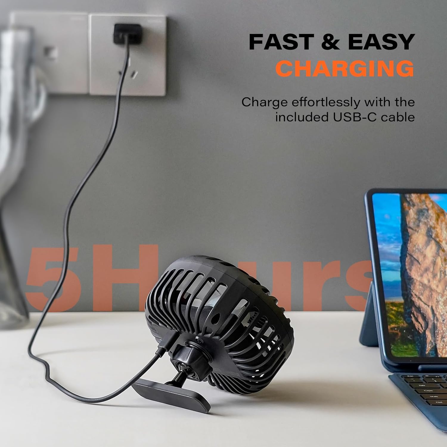 A2C Golf Cart Fan Rechargeable Magnetic Base Battery Operated Portable Fan 3 Speeds 4000 RPM Strong Airflow Compatible with Yamaha, EZGO, Club Car - 360° Rotatable Golf Cart & Cruise Ship Accessories - Image 8