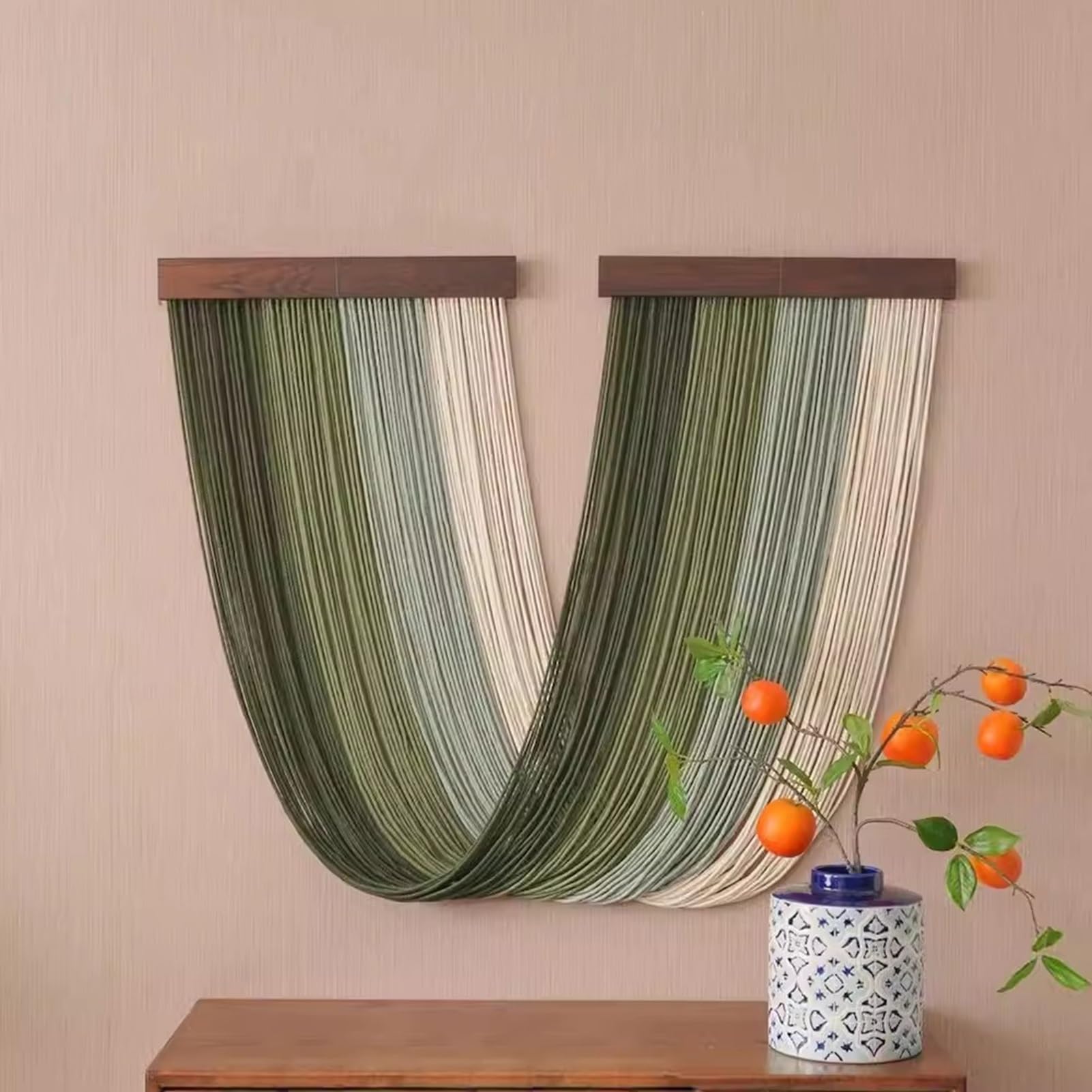 Rideaux en macramé Rideaux en Macramé pour Fenêtres, Toile De Fond De Mariage en Macramé en Coton, Rideau Mural en Macramé pour Salon Et Chambre À Coucher(Green)