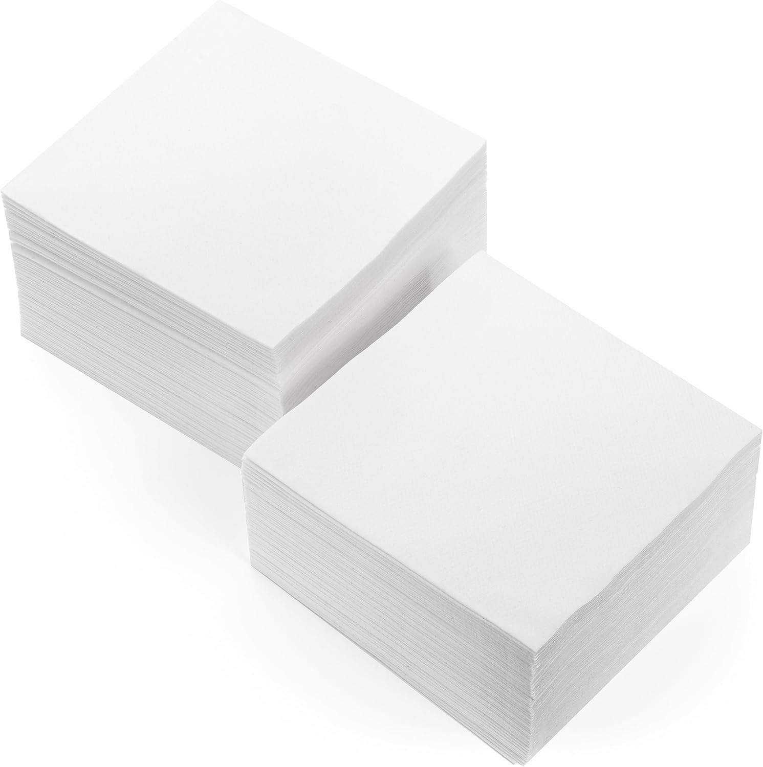 White Linen-Like Disposable Cocktail Napkins, 100-Pack, 4.75" x 4.75"