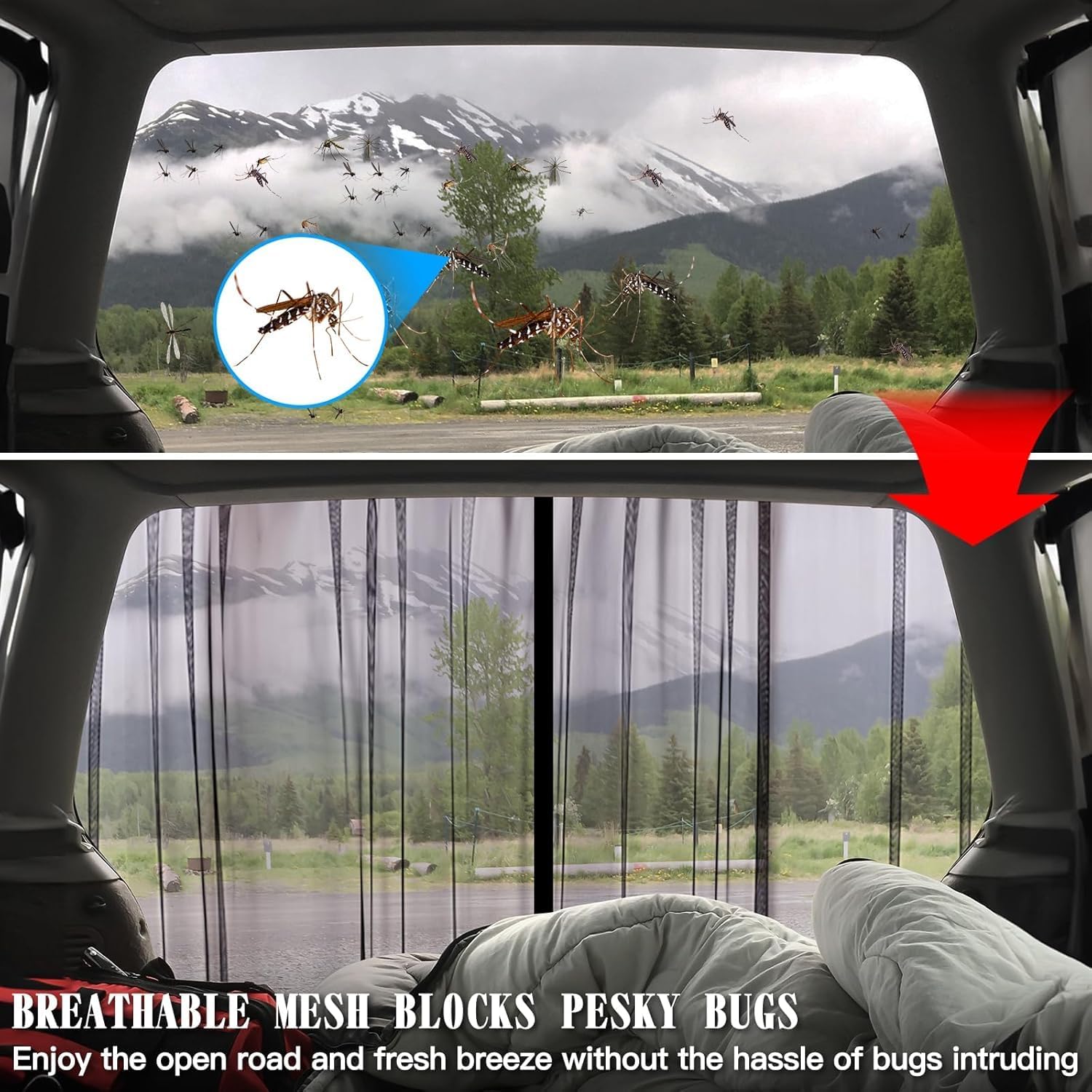 ZATOOTO Rear Magnetic Van Bug Screen Mesh for Camping, Fly Screen 61" x 59" image 5