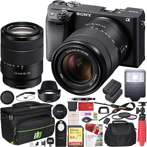 Miniatura 1 de Sony A6400 Cámara sin espejo 4K ILCE-6400MB con kit de lente de zoom OSS F3.5-5.6 de 0.709-5.315in y kit de filtros de estuche de viaje Deco Gear