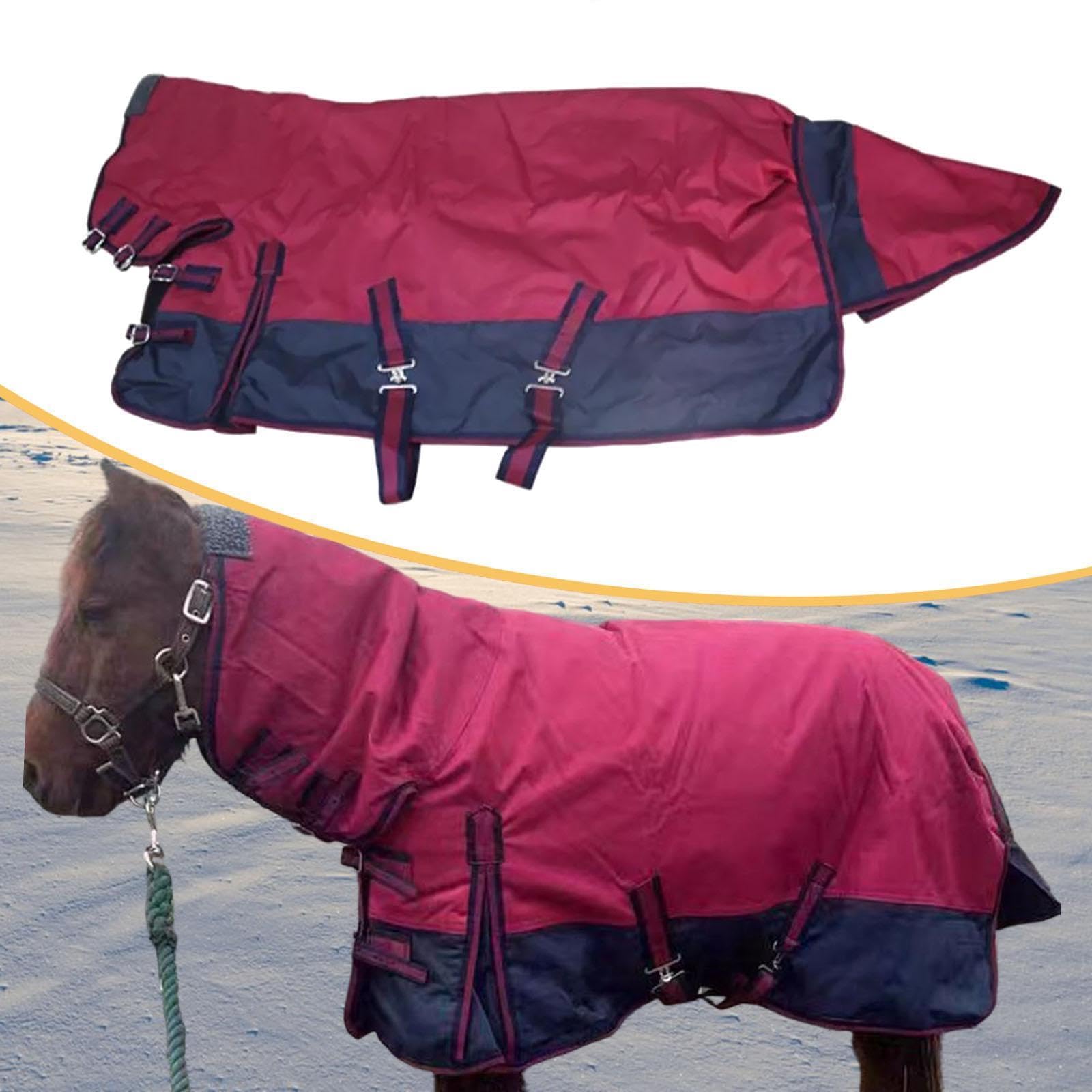 Gralara Manta para Caballo Impermeable con Cuello Abrigo Térmico con Forro Transpirable Y Capucha Desmontable Tejido Oxford 600D Resistente Al Frío Adecuada P