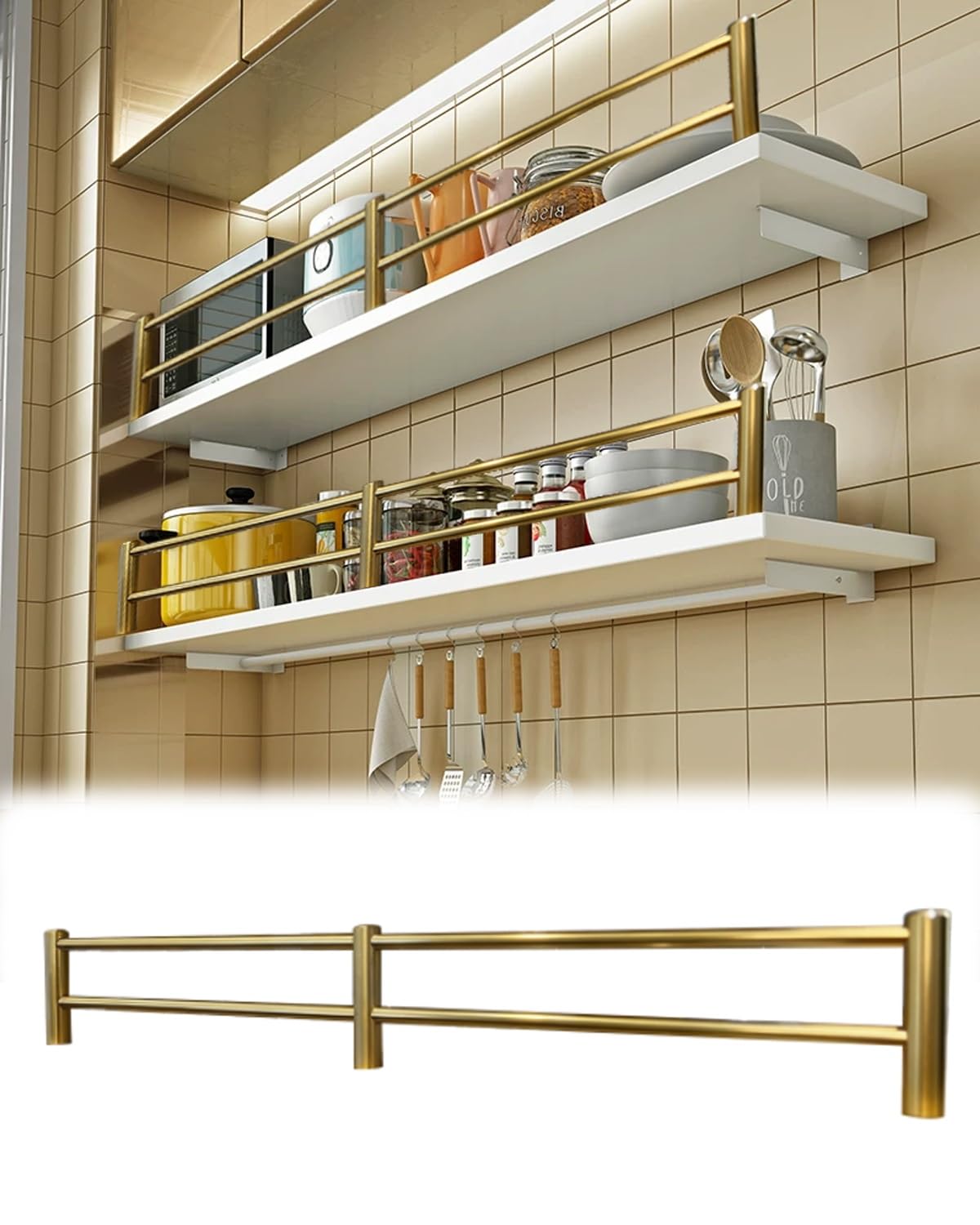 Garde-corps basculants pour étagère de cuisine ouverte et moderne