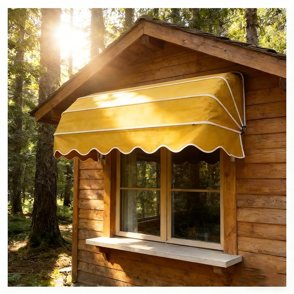 Tenda da patio retrattile, baldacchino pieghevole manuale con staffa zincata, riparo in tessuto impermeabile resistente ai raggi UV per porta anteriore esterna