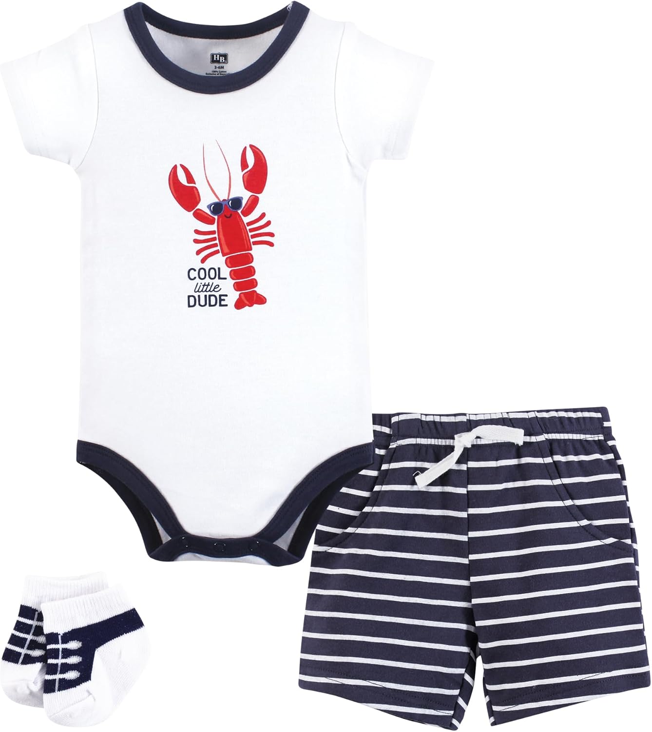 Hudson Baby Unisex Baby Bodysuit, Short and Sock, 3-Piece Set