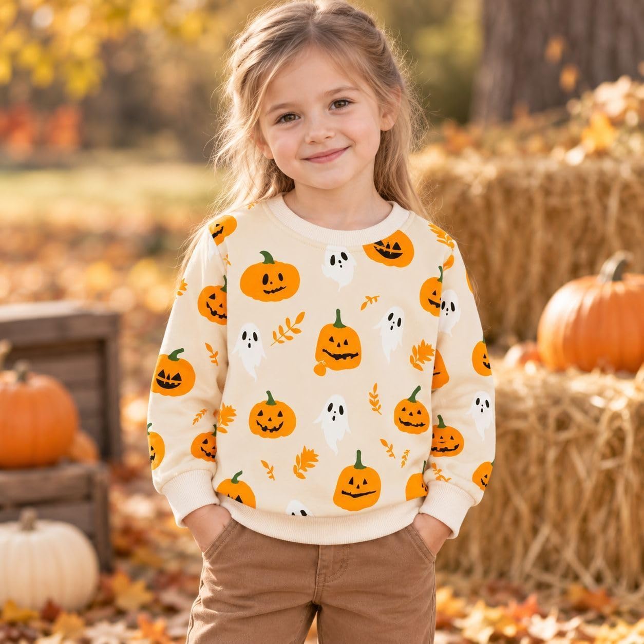 HILEELANG Boys Girls Halloween Sweatshirt Cotton Long Sleeve Fall Pullover