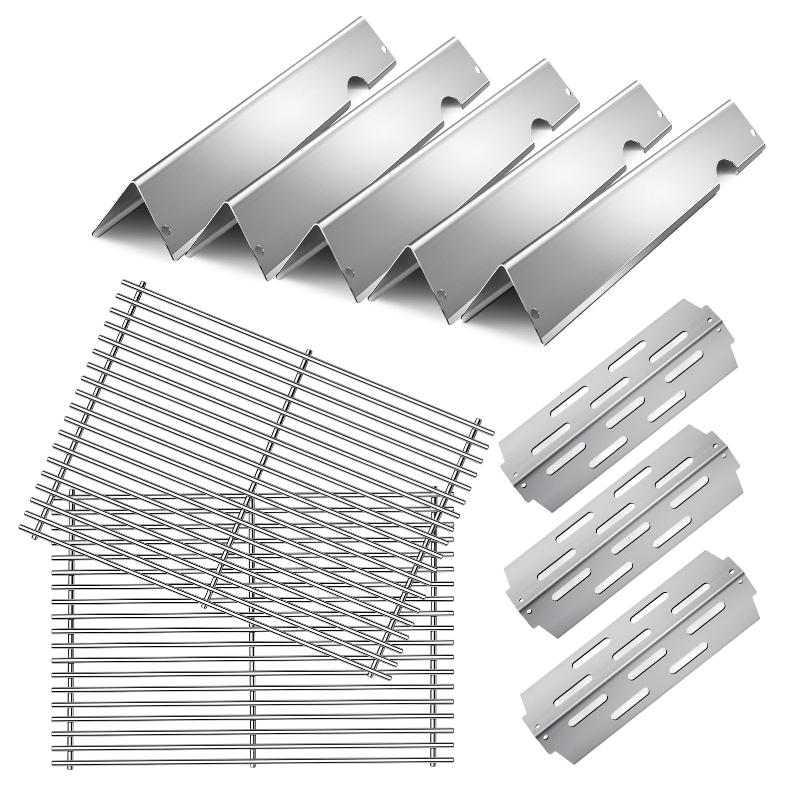 Stainless Steel 66095 Grill Grates for Weber Genesis 2 Grill Parts 66032 Flavorizer Bars 66795 Heat Deflector for Weber Genesis ii E-310 E-315 E-325 S-335 GS4 Grill Parts Replacement 18 7/8"