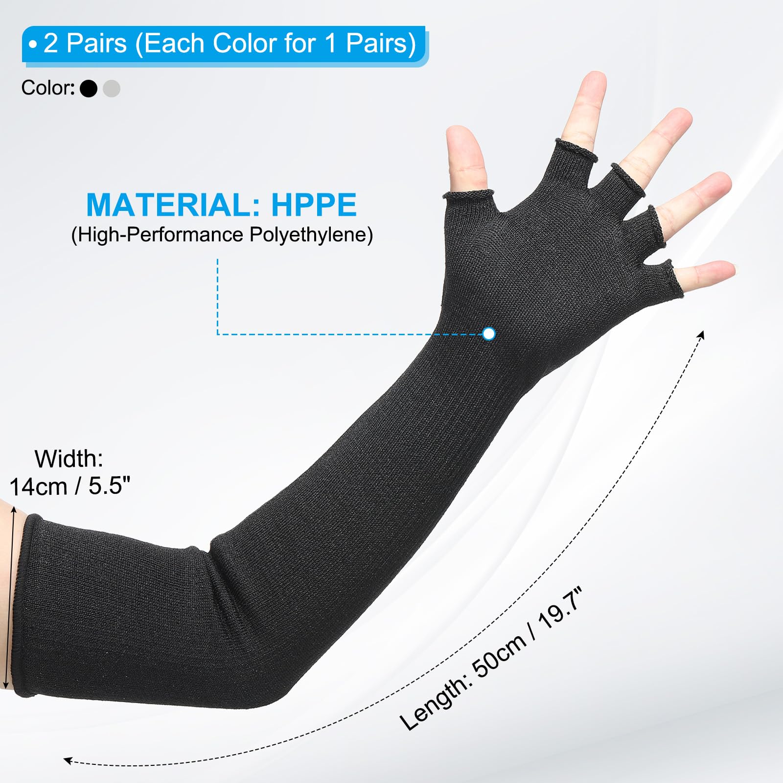 PATIKIL 20 Inch Cut Resistant Sleeves with Finger Grips - Image 2