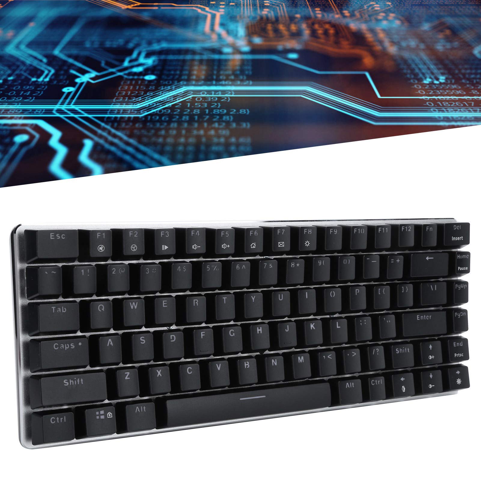 Aramox Klawiatura Mechaniczna AK33, Klawiatura do Gier RGB z obudową z Aluminium i ABS, 82 Klawisze, N Key Rollover, 18 Trybów Podświetlenia, do Komputerów Stacjonarnych Laptop Gier Biurowych