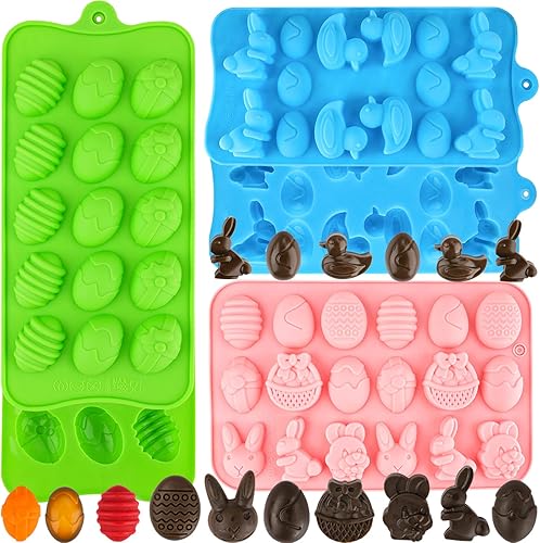 Molde de silicona para huevos de Pascua para chocolate, 5 paquetes de molde en forma de huevo para hornear para fiesta de Pascua, bombas de