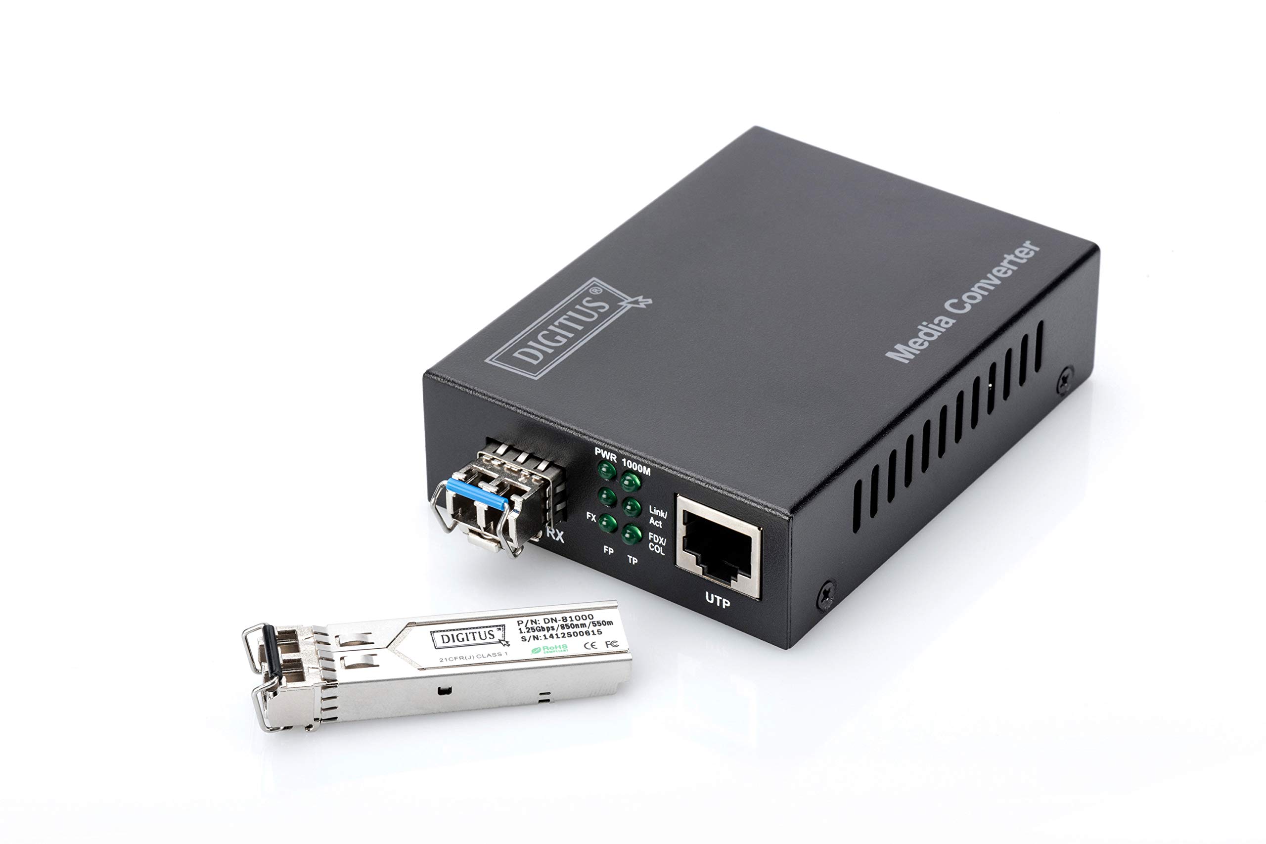 DIGITUS Módulo Gigabit SFP compatible con HP, Mini GBIC, modo único, LC Simplex (BiDi), Tx 1310 nm / Rx 1550 nm, 20 km, 1,25 Gbit/s.