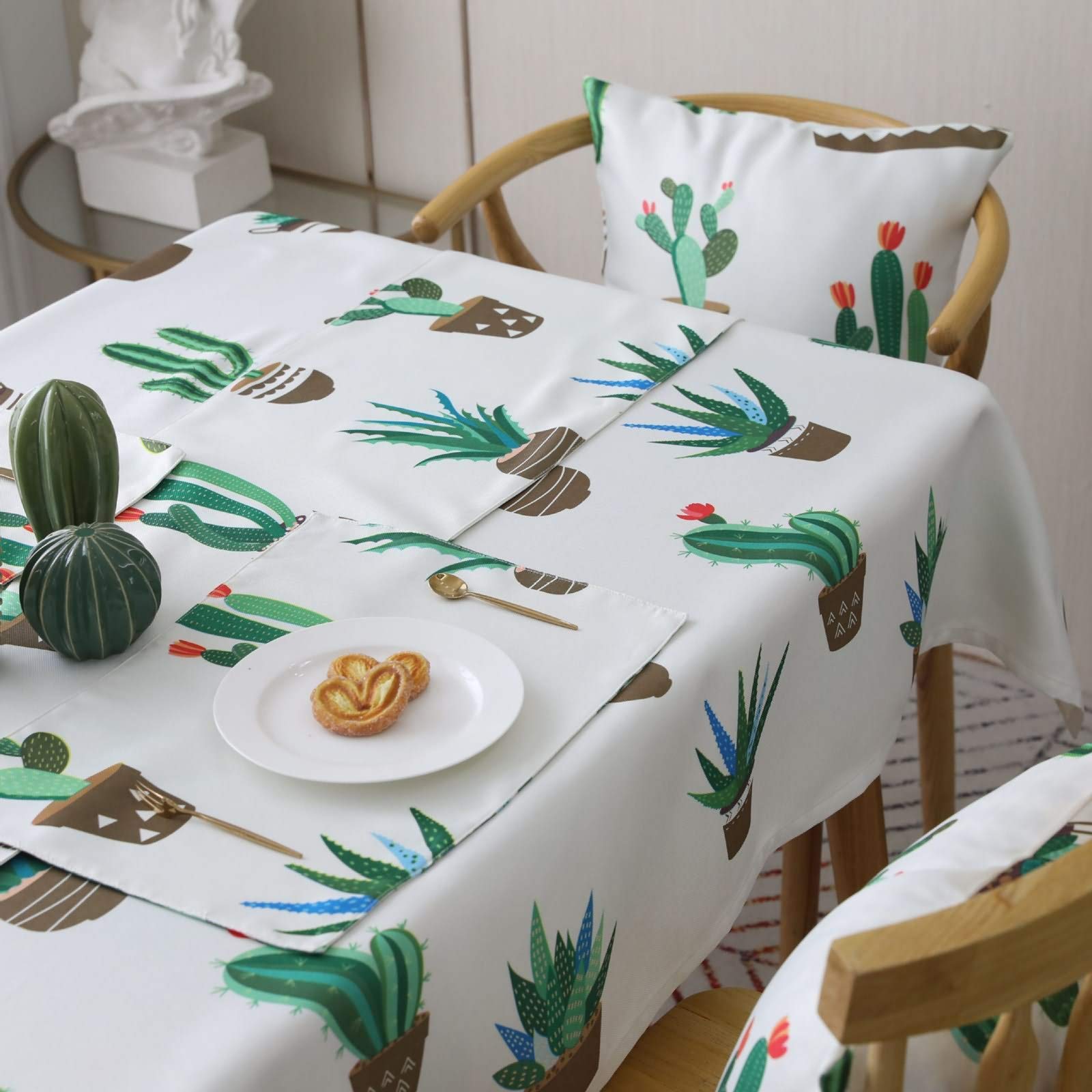 Nappe rectangulaire imprimé de cactus 130x180cm avec toile de fond décorative plantes