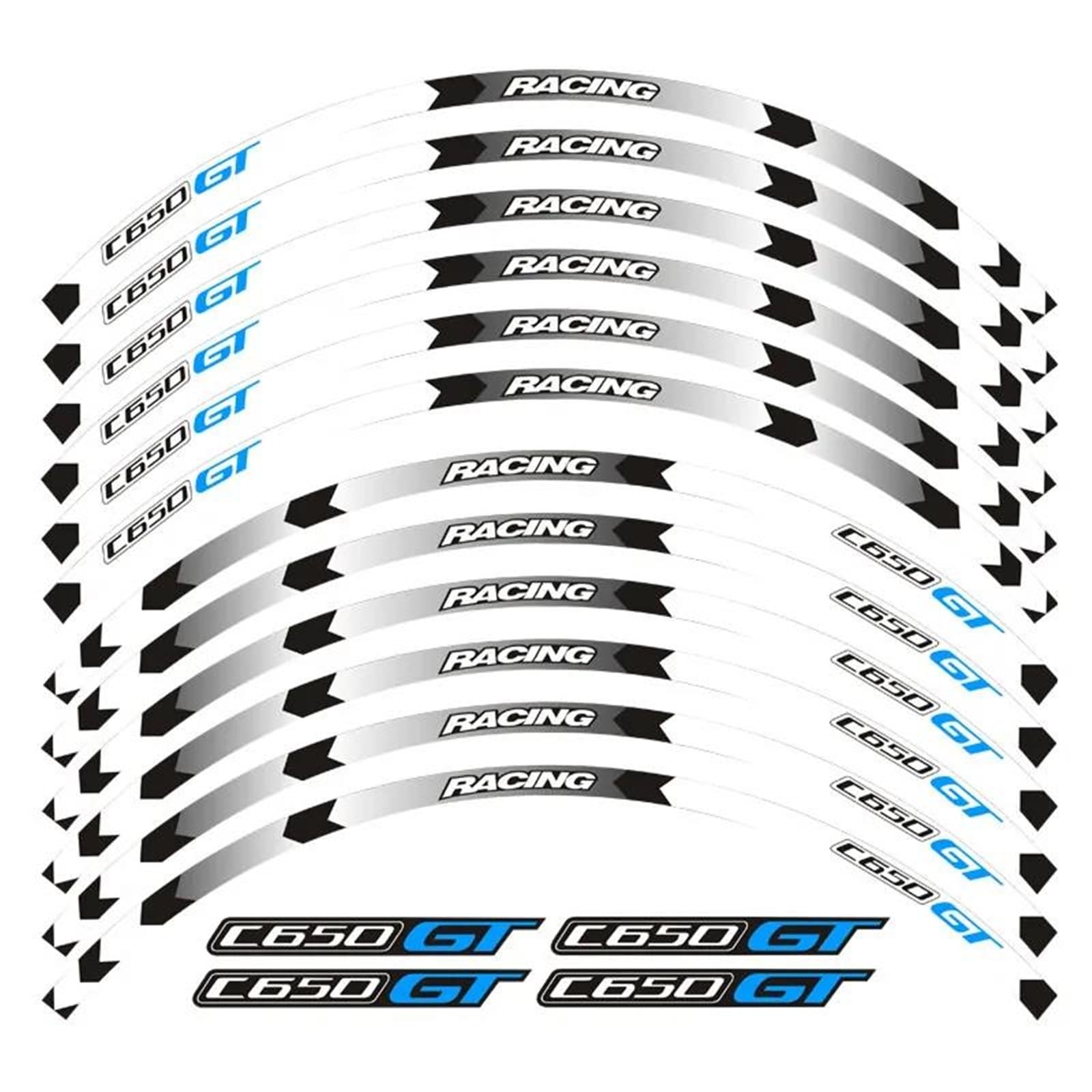 12 Strips Reflective Motorcycle Decals Wheels Rim Motorbike Stickers Decoration Styling for BMW C650GT C650 Gt