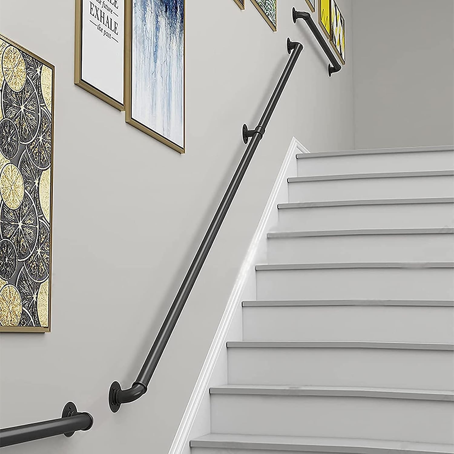 Staircase Handrails (1ft-20ft), Wall Mount Banister, Metal Stairs Railing Guardrail, Indoor Outdoor Stairway Porch Deck Hand Rail, Complete Kit (Size : 2ft)