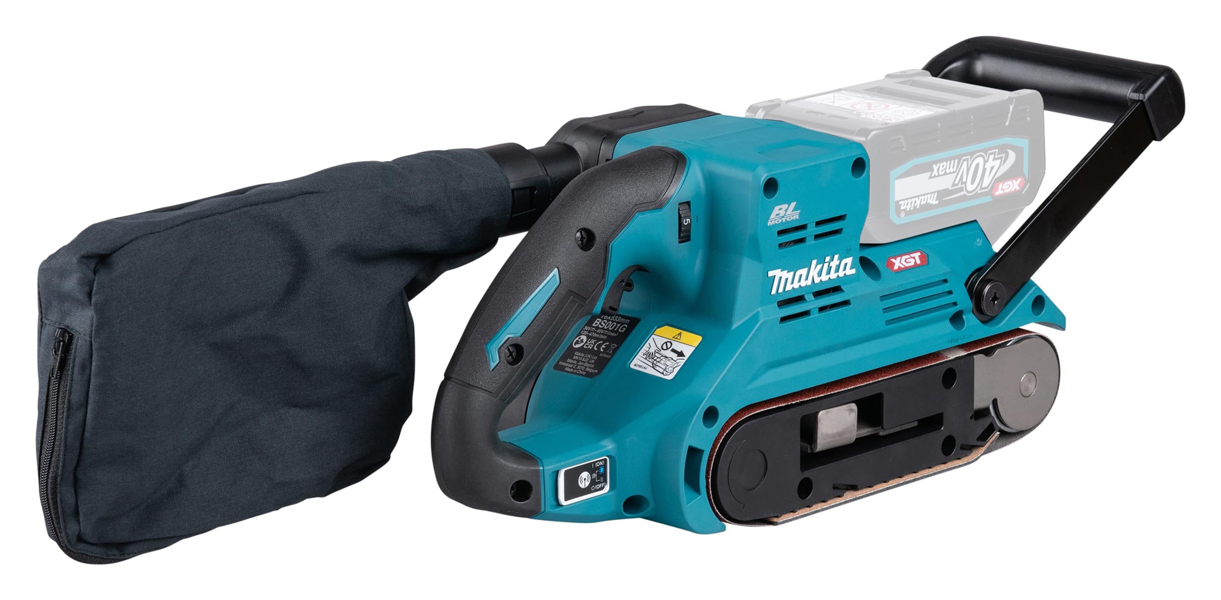 Makita BS001GZ - Smerigliatrice a nastro, 40 V max, larghezza di banda 76 mm, senza batteria e caricatore