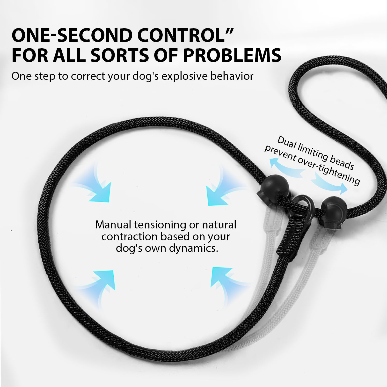 Slip Lead for Dogs Leash with Comfy Handle Adjustable Collar Thin Dog Lead Strong Sturdy Anti-Pull Anti-Choking Nylon Training Rope for Outdoor Puppy Small Medium Large Dogs (Black) - Image 3