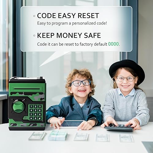 Miniatura 2 de Vcertcpl - Alcancía de cajero automático para niños y niñas, mini cajero automático caja de ahorro de dinero con contraseña, tarro de dinero seguro