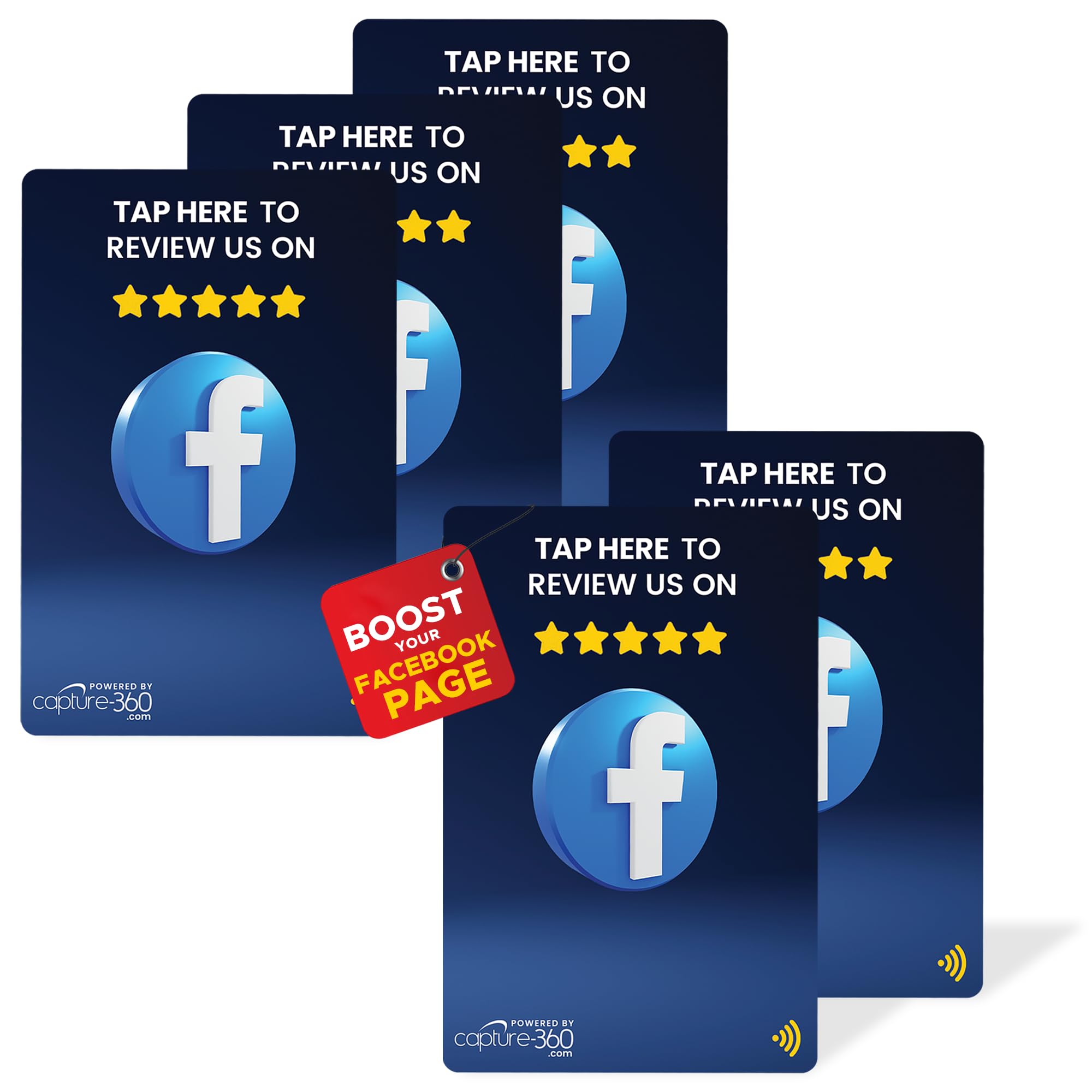 Reusable Social Media Card Scan & NFC Activation, Compatible with Facebook - Follower Increase Tool for Influencers and Businesses, Compact and Durable, Easy Setup - Blue Pack of 5