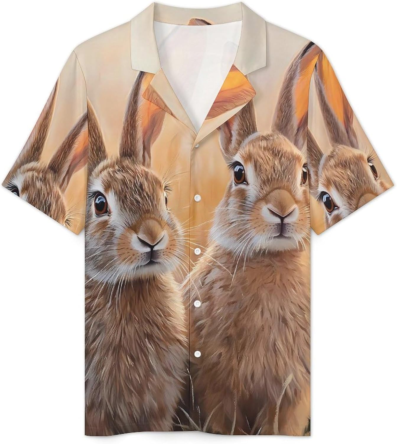 Prairies Hare Rabbits Men's Short Sleeve Pajama Set Satin Silk Like Lounge Sleepwear