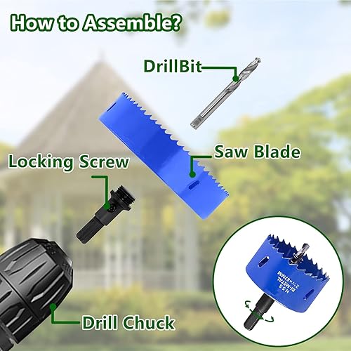 Vista 308 de Luomorgo - Sierra perforadora de 4 pulgadas/100 mm, acero de alta velocidad, profundidad de corte 1 1/4 pulgadas, adaptador de broca hexagonal