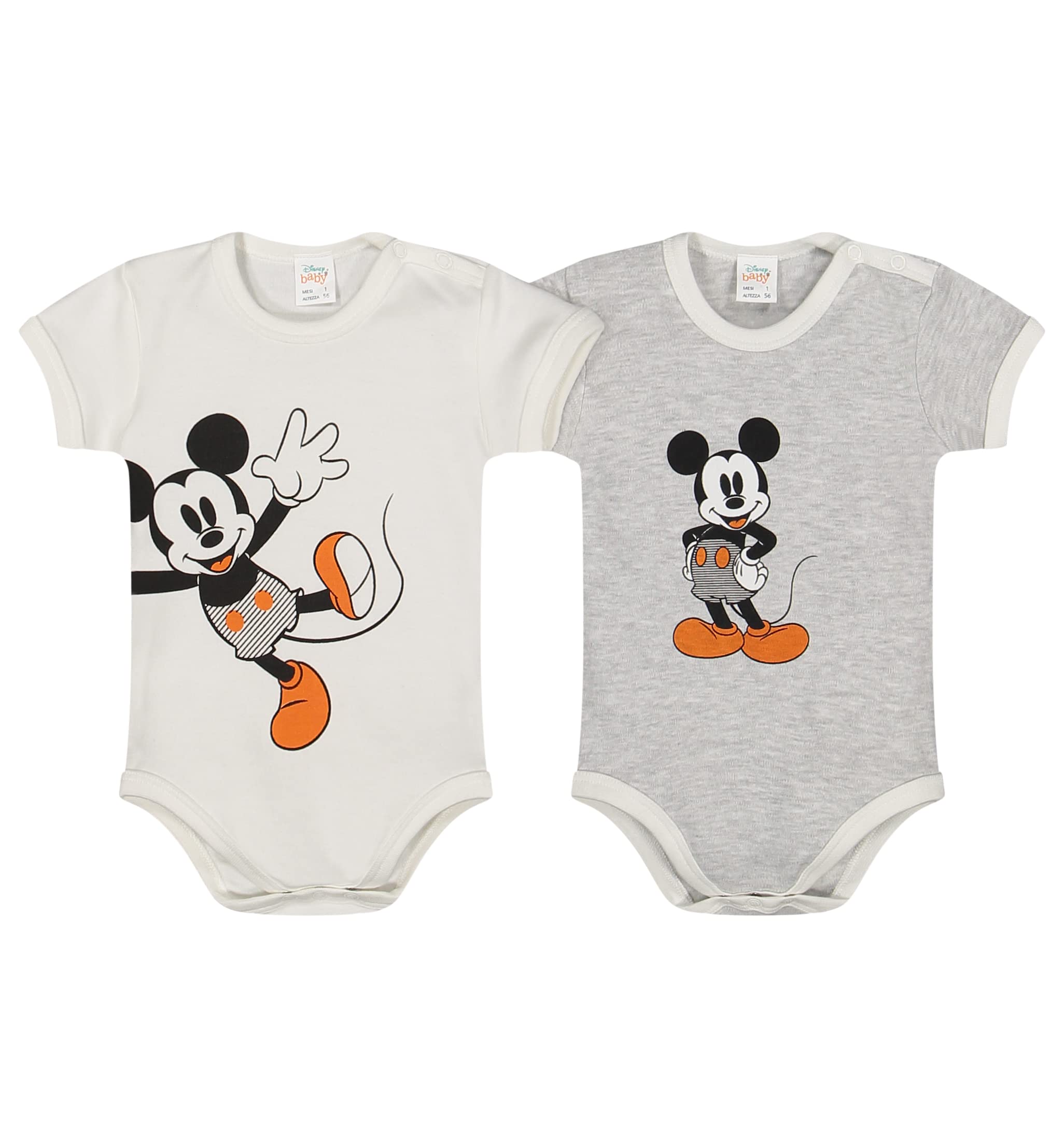 Melby, Doppelpack Babybody mit Mickey Maus, Weiß und Grau, mehrfarbig, 3 Jahre