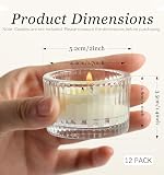 Filltown Lot de 12 photophores en verre transparent pour centre de table, bougeoirs vintage à rayures pour mariages, fêtes d'anniversaire, décoration de table - 2