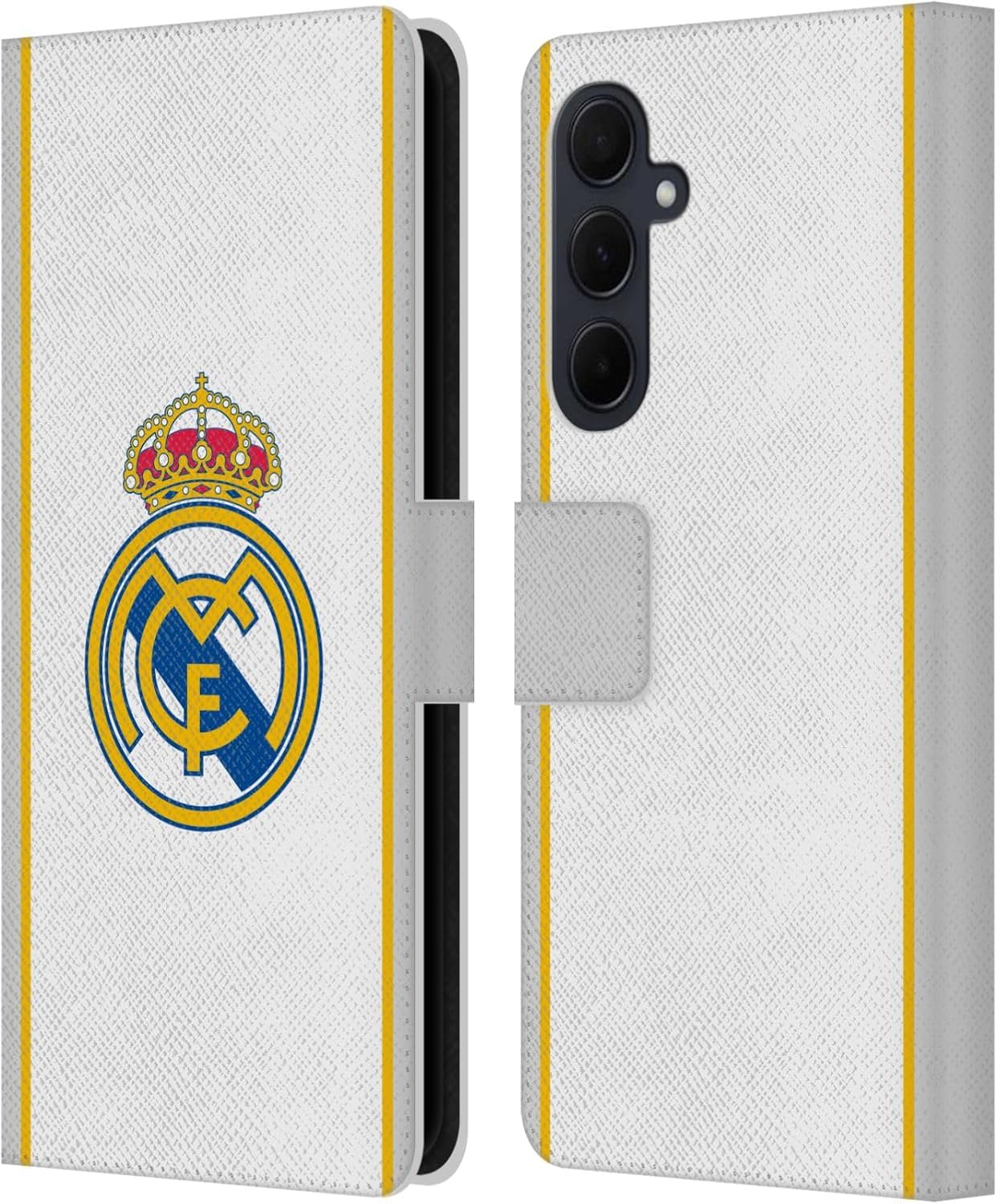 Head Case Designs Officially Licensed Real Madrid CF White Badge Leather Wallet Case Compatible with Samsung Galaxy A35 5G