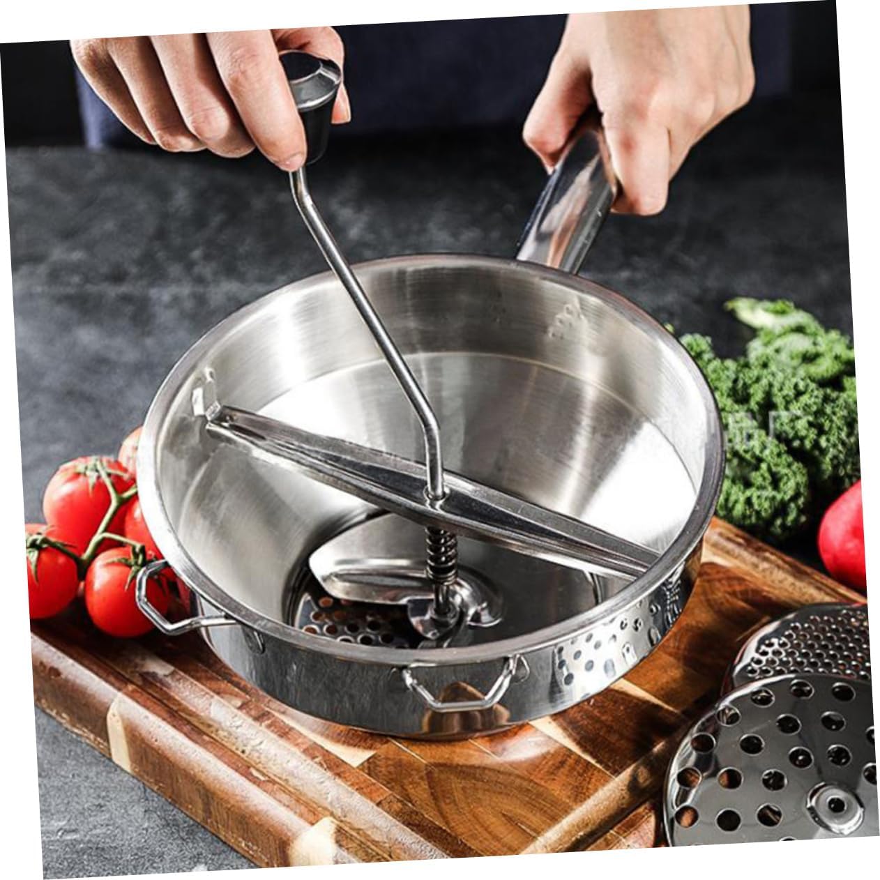 Garneck Stainless Steel Food Blender for Cooking Gadget Carrot Grater Strainer Fruit Vegetable Grinder Potato Masher Supplies