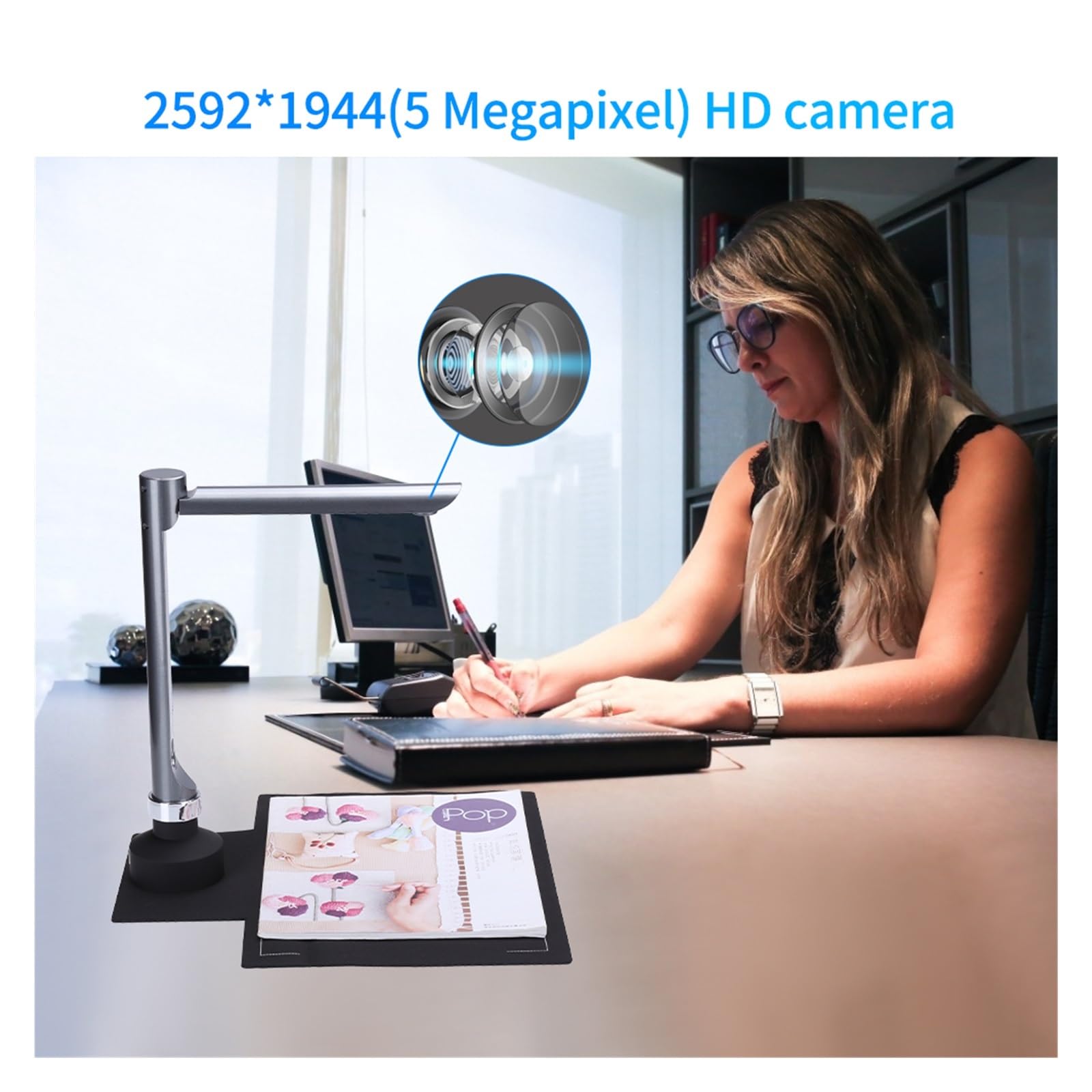 Skaner kamery dokumentacyjnej USB F60A, kamera HD 5 MP w formacie A4 z oświetleniem LED Oprogramowanie do nauczania dla nauczycieli w klasie do nauczania online dla Home Office