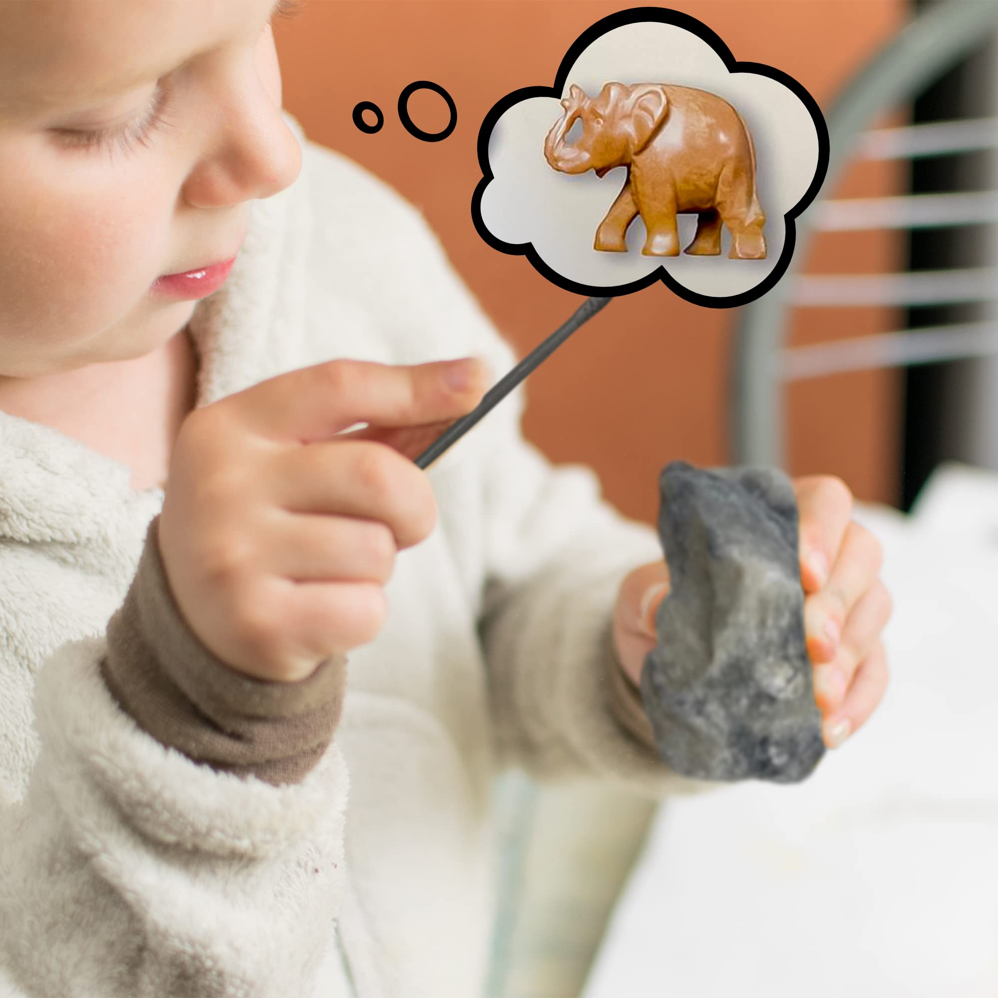 Sheflajor Speckstein-Set inkl. Polierwachs [Made in Germany] / Kreatives Bastelset für Kinder ab 7 Jahren, Mädchen, Jungen & Erwachsene/Fördert Konzentration & Stressabbau
