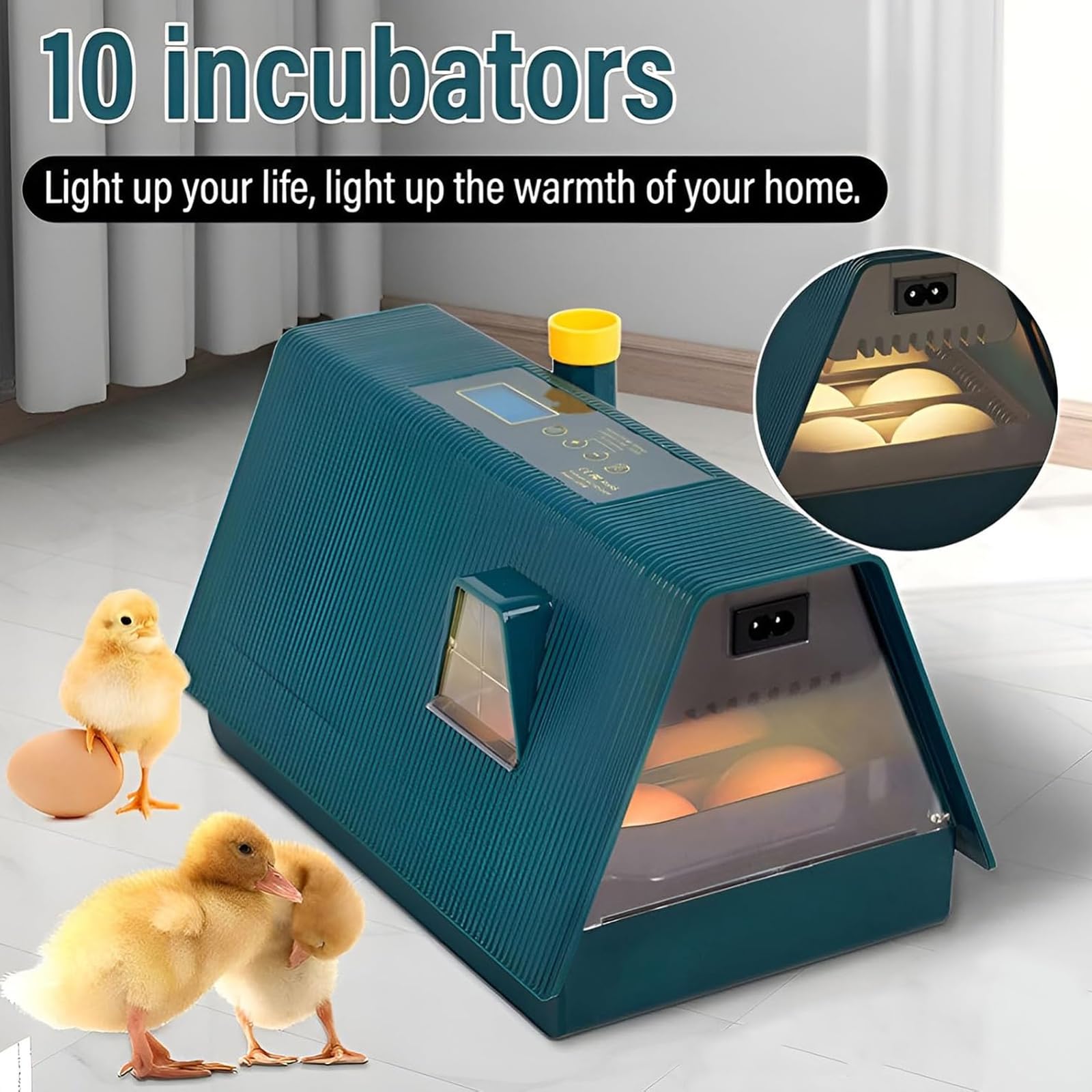 Incubadora de huevos, incubadora digital automática con pantalla de temperatura y humedad, giro automático, diseño compacto para incubar pollo, pato, codorniz, huevos de pájaros