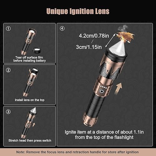 Miniatura 2 de SKYFIRE Linternas LED de alto lúmenes con lente de encendido, 5000 linternas tácticas súper brillantes, zoom, seis modos, luz de flash impermeable