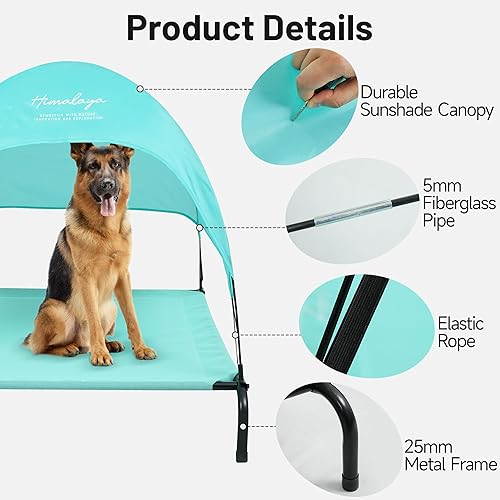 Miniatura 4 de Cama elevada para perros con dosel, cama grande para perros para exteriores con tienda de campaña extraíble, pies antideslizantes estables, cuna