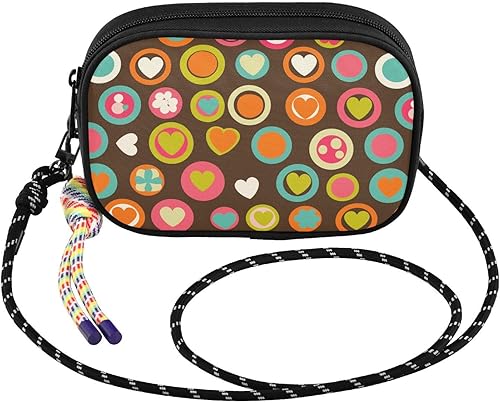 Miniatura 2 de KLL Heart-shaped and Flower-shaped Retro Design Small Black Crossbody Purse for Mens Beauty with Adjustable Strap Nylon Small Crossbody Phone Bag