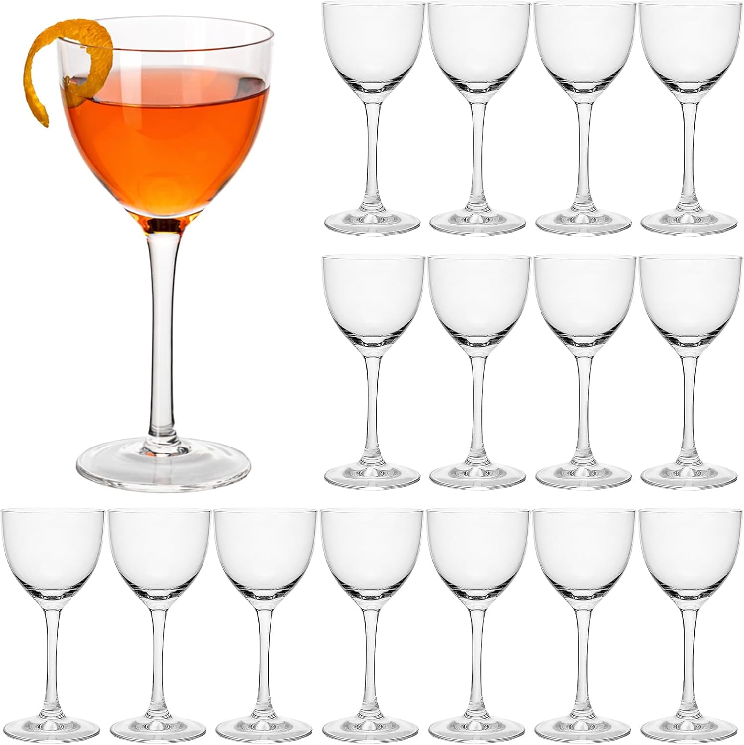Nick and Nora Cocktail Glasses Set of 16,5.8ozHand Blown Small Barware, Vintage Coupe Glasses for Martinis, Manhattan,Champagne,Suitable for Party or Gift