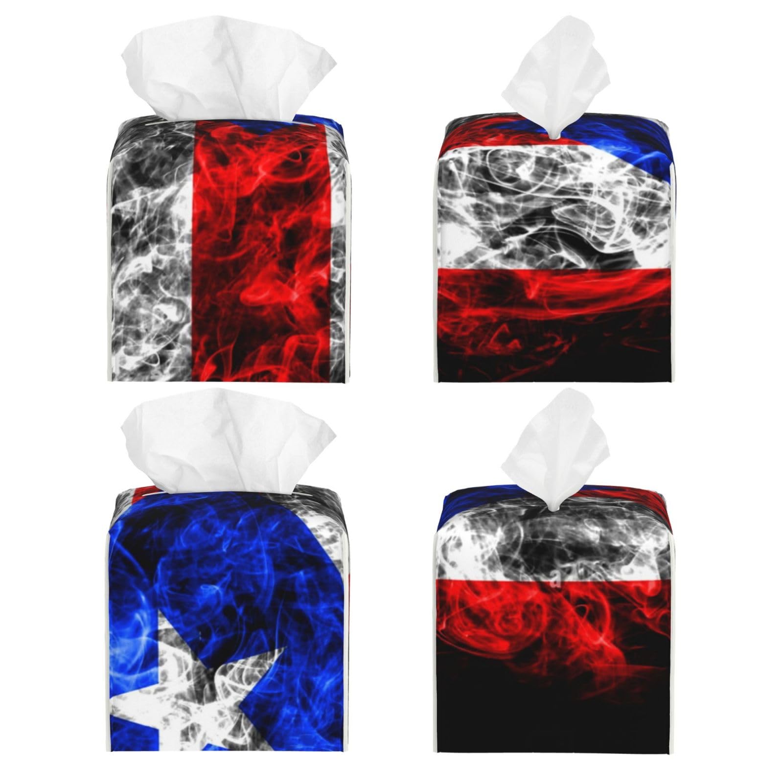 Puerto Rico Flag Art Square Tissue Box Cover, Cube Tissue Box Holder, Table Tissue Box