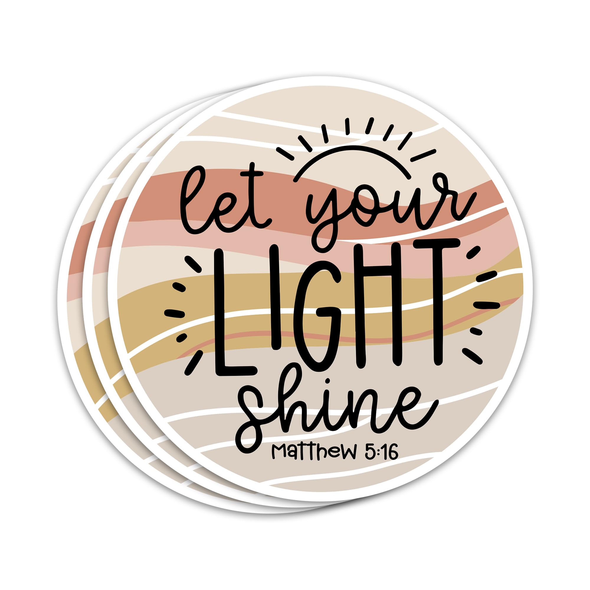 3PCs Let Your Light Shine Bible Verse Quotes Matthew 5:16 Sticker, Christian Faith Based Stickers Scripture Waterproof Vinyl God Jesus Religious