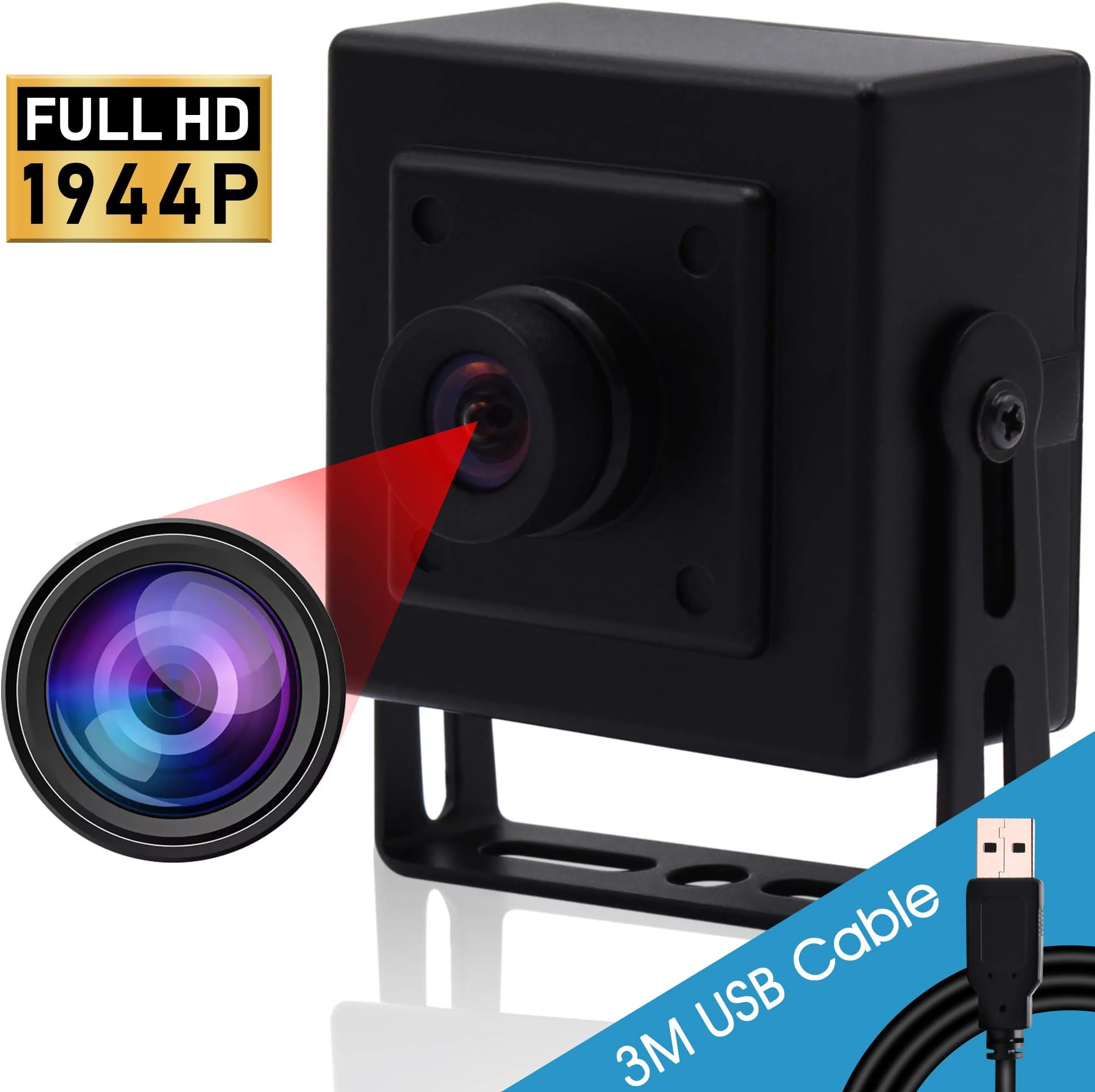 USB Camera High Definition 5MP USB Webcam Mini Camera,Full HD 1944P USB with Cameras,Wide Angle 100 Degree No-Distortion Cameras USB,MI5100,Plug&Play,USB Cameras with UVC for Windows,Android,Mac