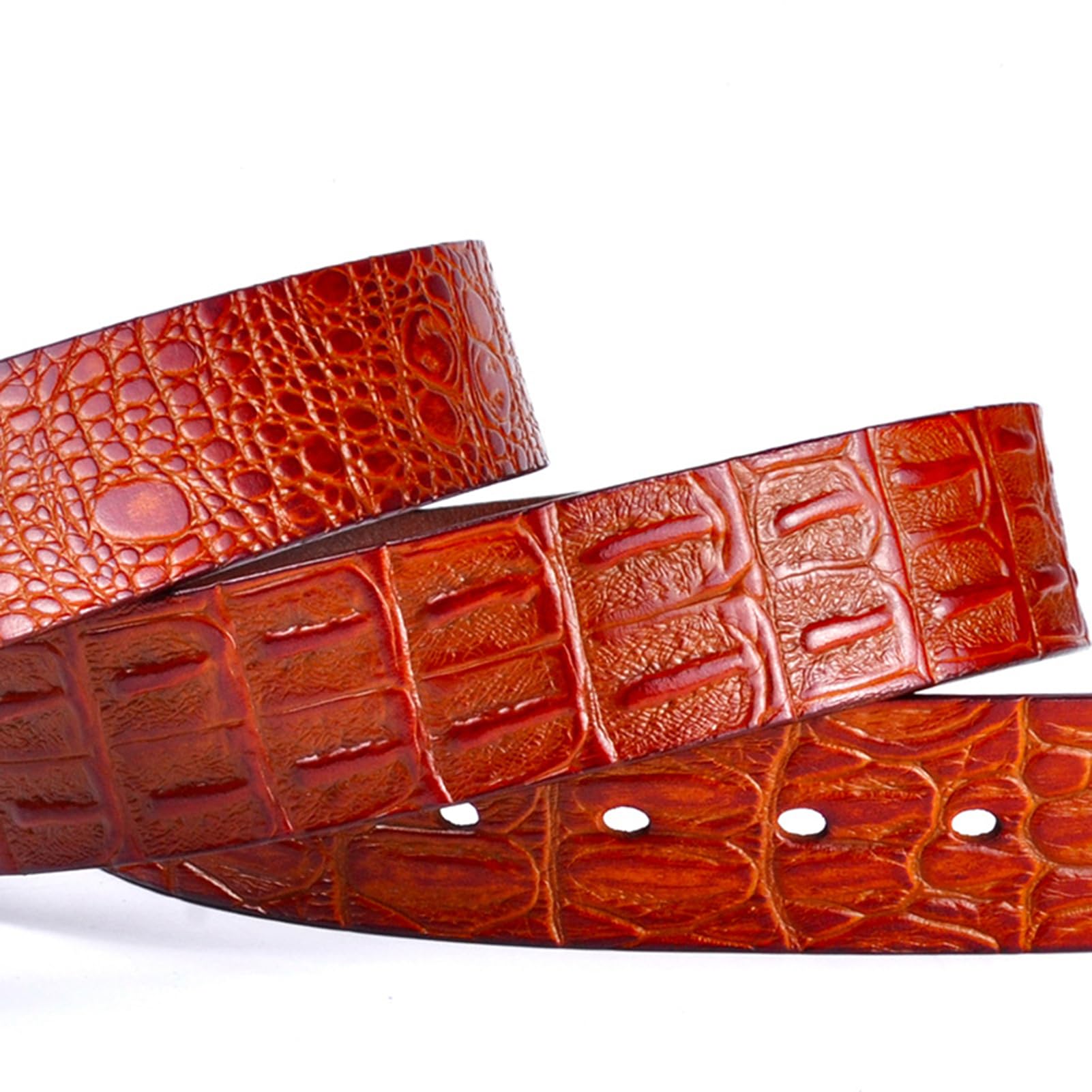 Skórzany pasek dla mężczyzn i kobiet, wzór krokodyla, skóra bydlęca, klamra kowbojska z wykończeniem niklowym (38 mm), szeroki, dostępny