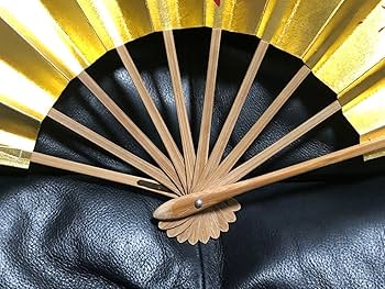 金色の舞扇子 舞扇子 日本舞踊 踊り用 ホログラム箔、金、濃紺 タメ塗骨 京