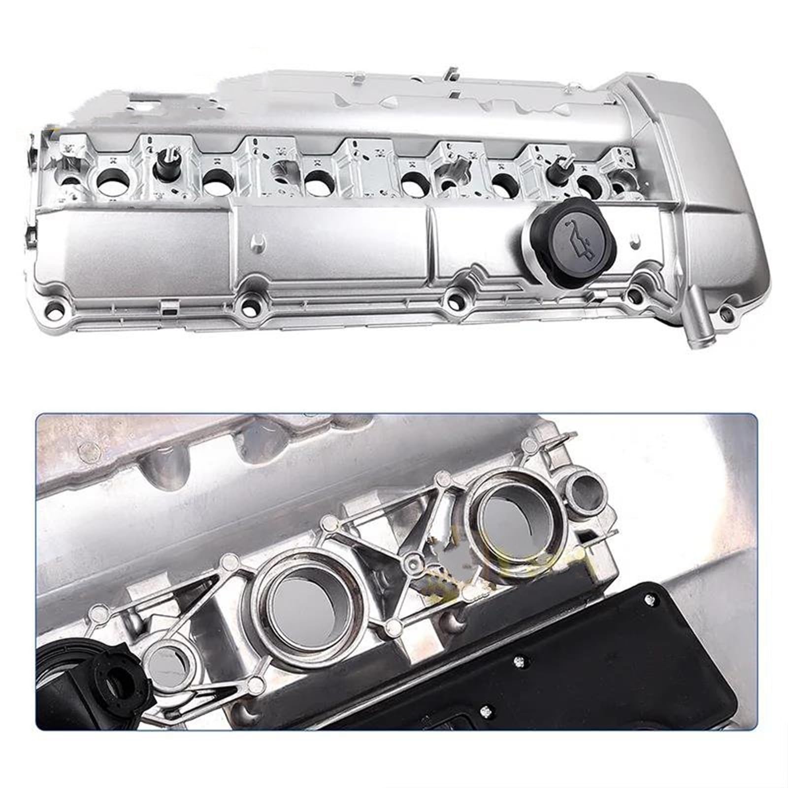 Coperchio Valvola Motore Coperchio Valvola In Alluminio Per BMW Per M52 Per M54 E46 E39 X5 525i 528i 530i Z3 323Ci 2.5L 2.8L 3.0L Kit Con Guarnizioni E Bulloni coperchio punterie
