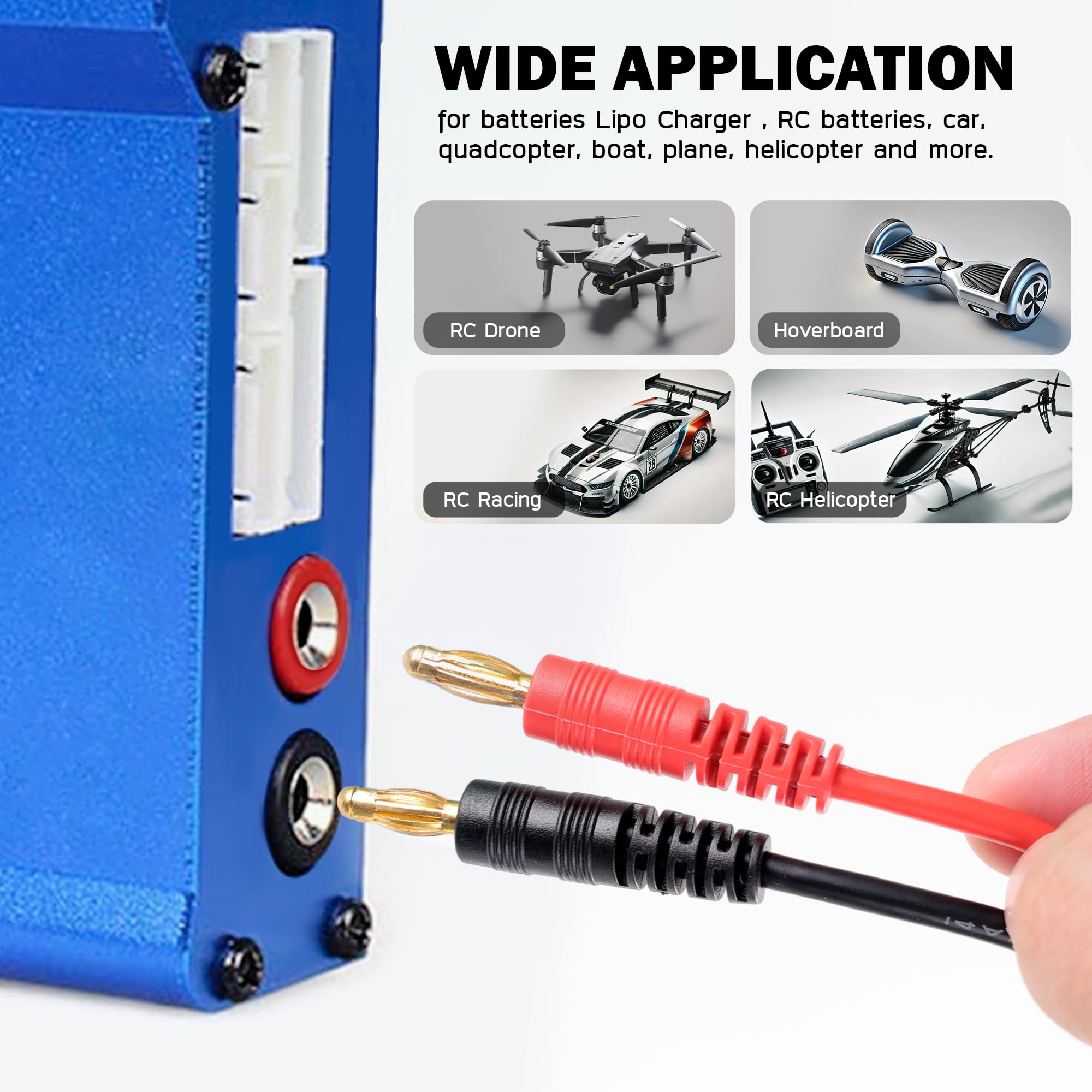 ARRMA Charge Adapter: XT90 Male / 4mm 'Banana', ARAC9423