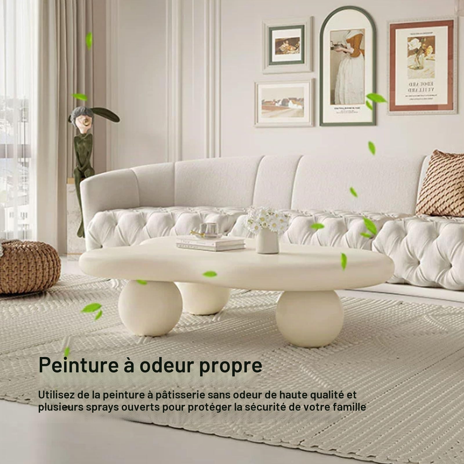 Moderna mesa de centro irregular de dibujos animados, diseño minimalista de tres patas de nube para sala de estar, muebles de interior elegantes, perfectos para niños y adultos
