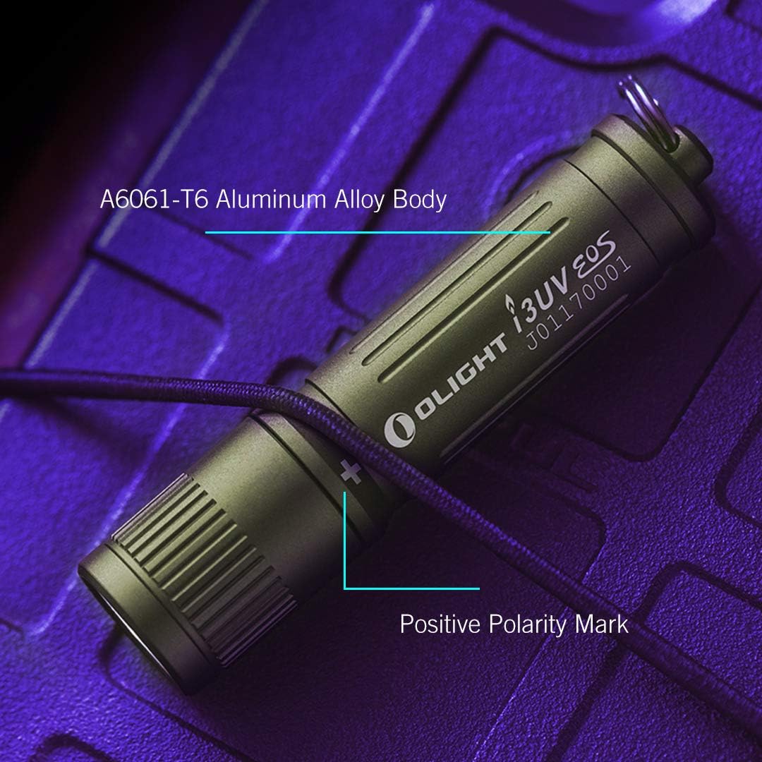 Olight I3UV EOS UV Flashlight Black Light Compact 395 nM Ultraviolet Blacklight Pet Urine Detector for Dog Urine, Pet Stains and Bed Bug