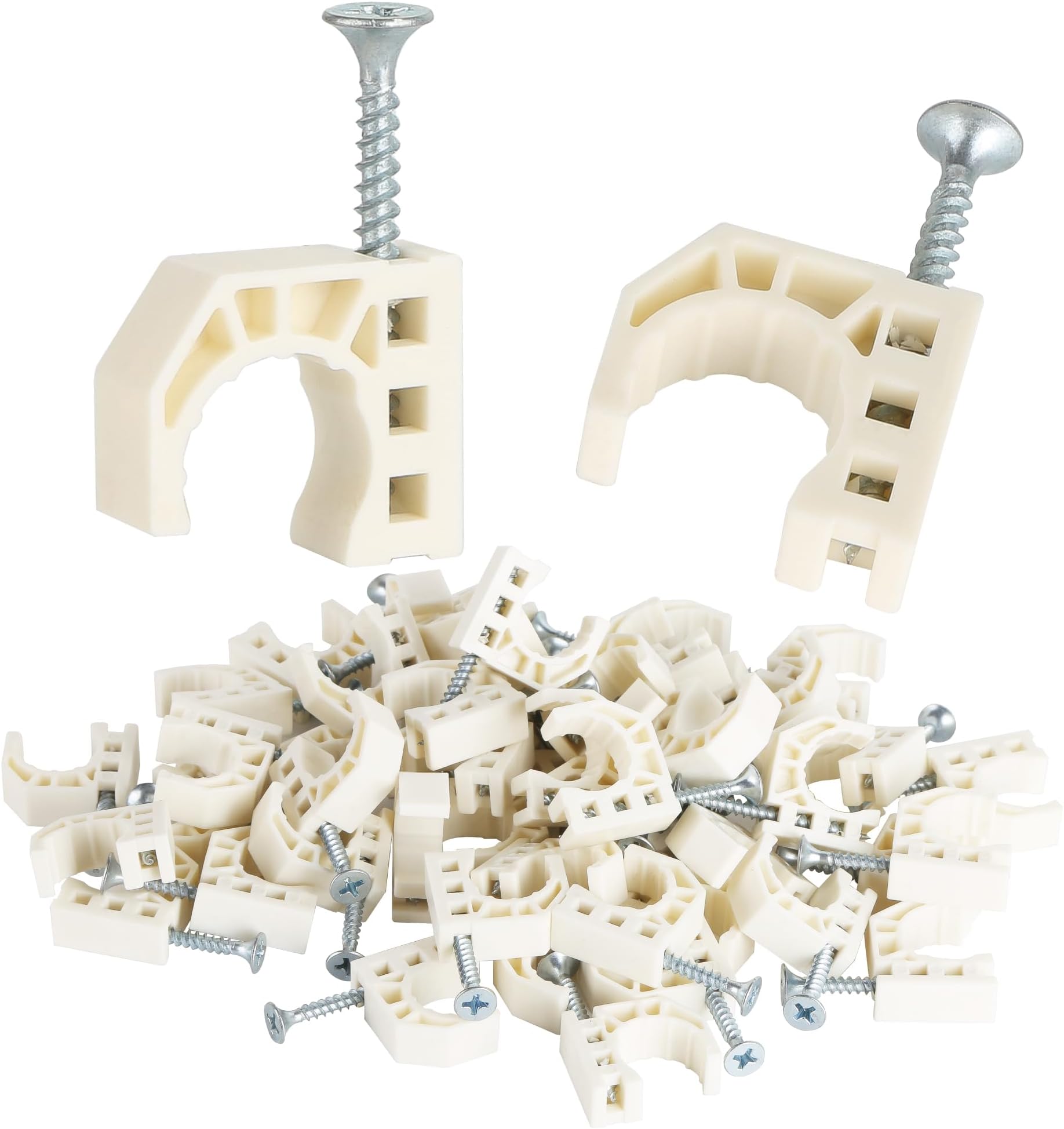 Half Clamps J-Hook with Screws, J-Clamp for Tubing Pipe Support J-Clips Tubing Fastener, Tube Talons (White, 5/8 inch)