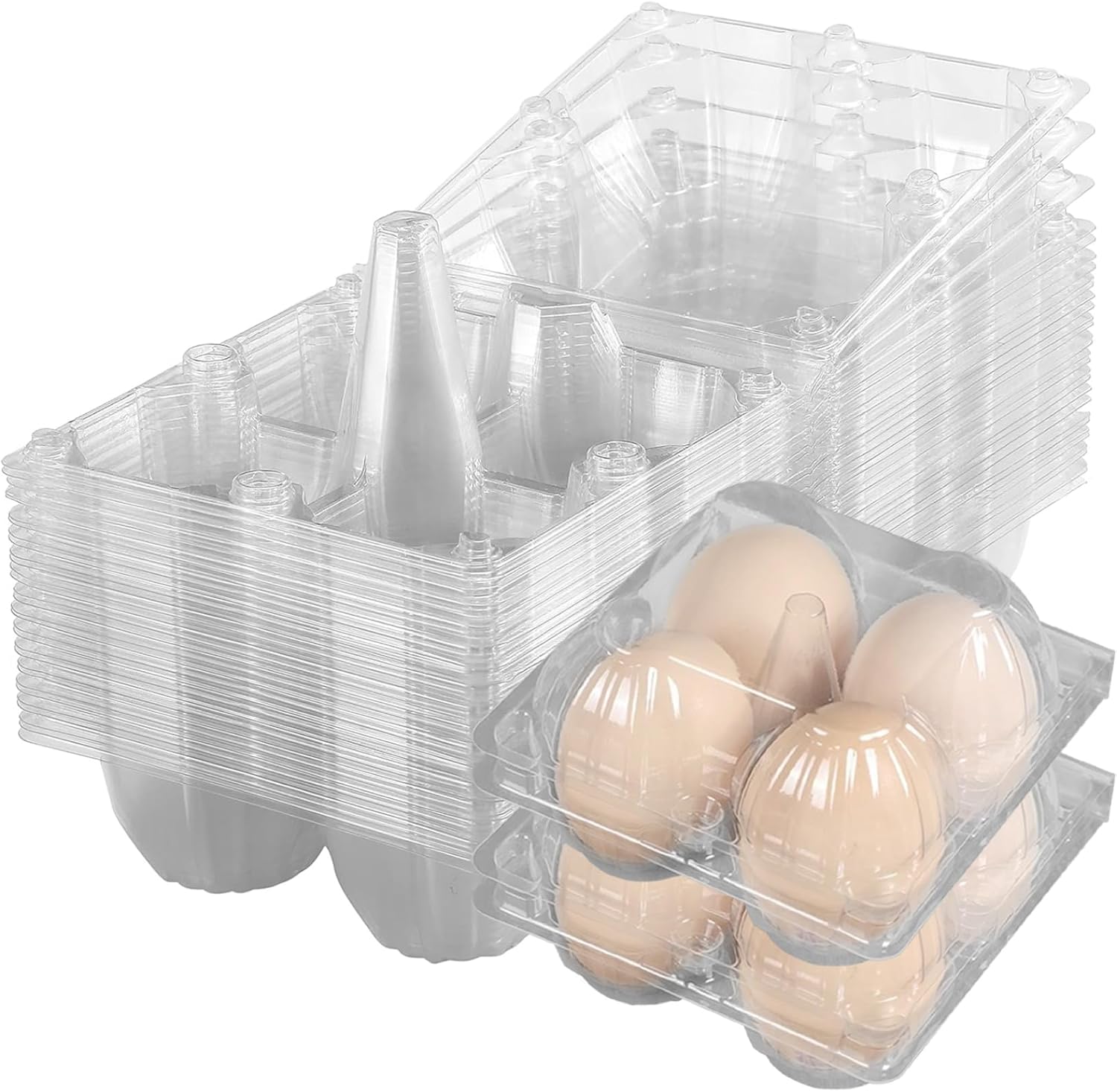 Egg Cartons 4 Count, 100pcs Plastic Egg Carton For Fresh Eggs, Square Empty Eggs Container Holder Reusable Bulk Duck Egg Tray Container For Home, Market 3.9x3.9x2.5