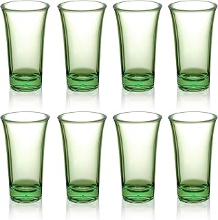 8 Pack Acrylic Clear Shot Glasses Set, Plastic Party Shot Glass Bulk, 2 Ounce Pink Clear Small Shot Glasses with Heavy Base, Colorful Shot Glasses for Vodka, Whiskey, Tequila, Liquor, Green