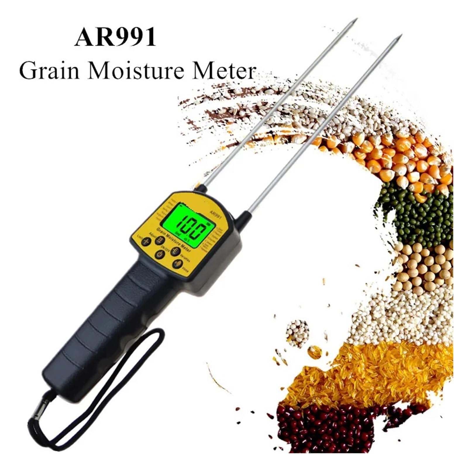 Medidor de Humedad de Grano, higrómetro, medidor de Humedad Digital for maíz, Trigo, arroz, Frijoles, harina de Trigo, forraje y Semillas de Colza Medición precisa y exacta
