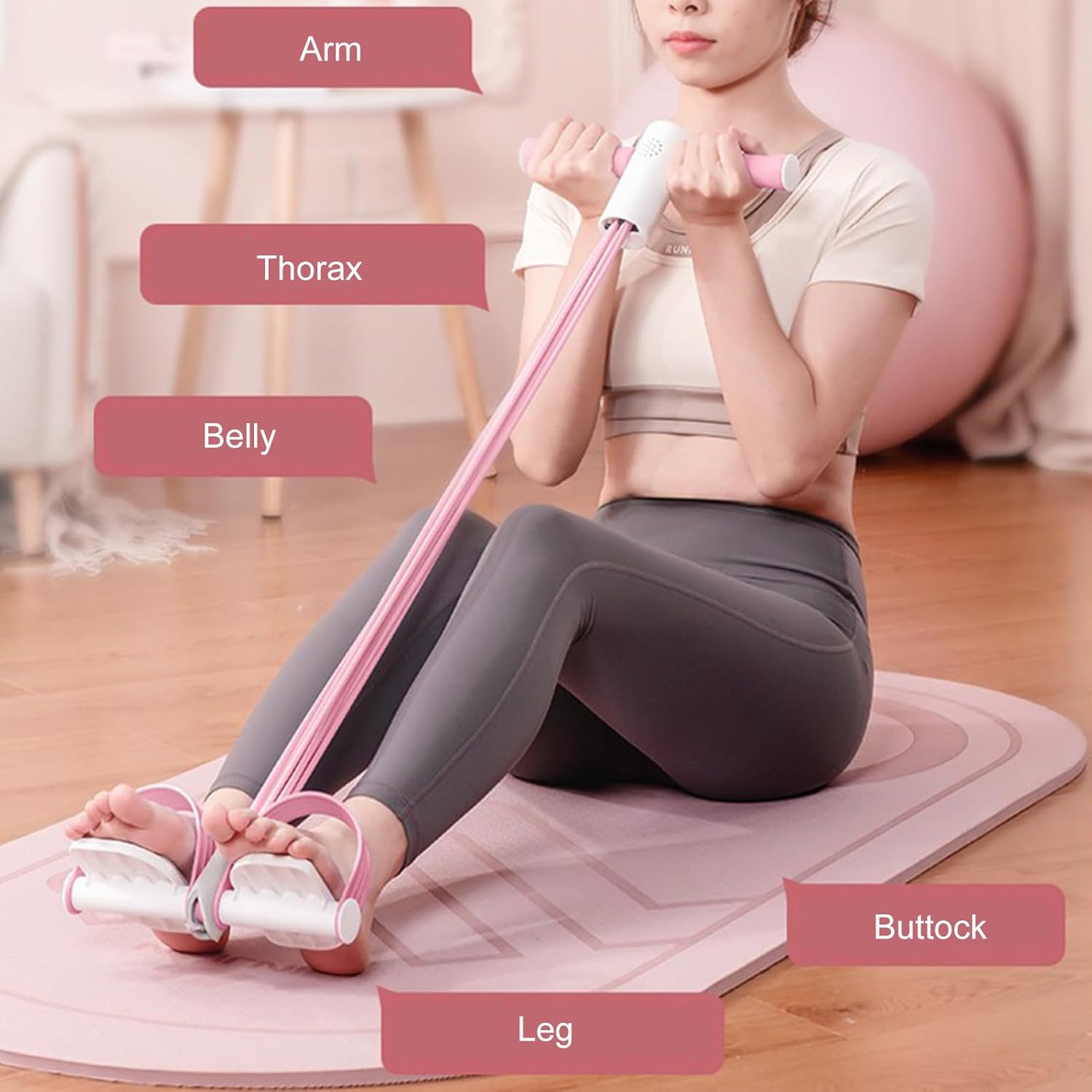 Multifunctional Pedal Puller Resistance Rope, 4/6-Tube Foot Pedal Resistance Band, Smart Pedal Puller Resistance Band, Foot Pedal Pull Rope, Elastic Yoga Pedal Puller